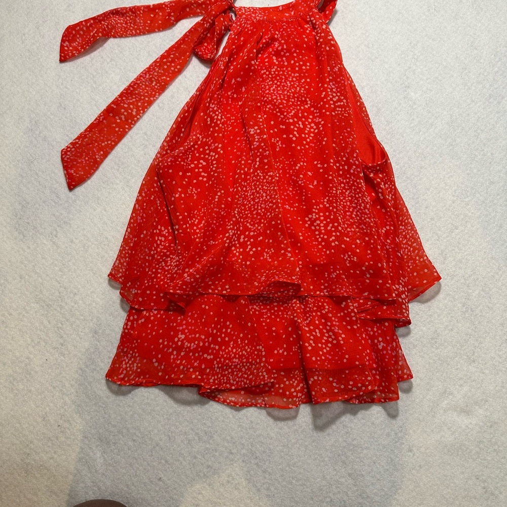 CeCe Red Dress with Pink and White Dots